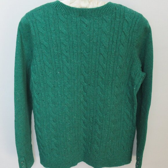 Talbots green flecked cable knit crew neck long sleeve sweater *Sz MP* - Picture 3 of 4